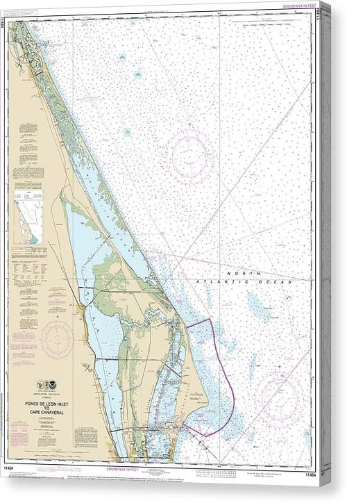 Nautical Chart-11484 Ponce De Leon Inlet-Cape Canaveral Canvas Print