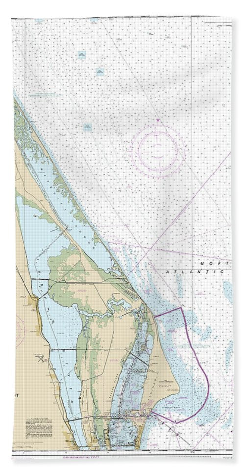 Nautical Chart-11484 Ponce De Leon Inlet-cape Canaveral - Bath Towel