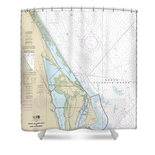 Nautical Chart 11484 Ponce De Leon Inlet Cape Canaveral Shower Curtain