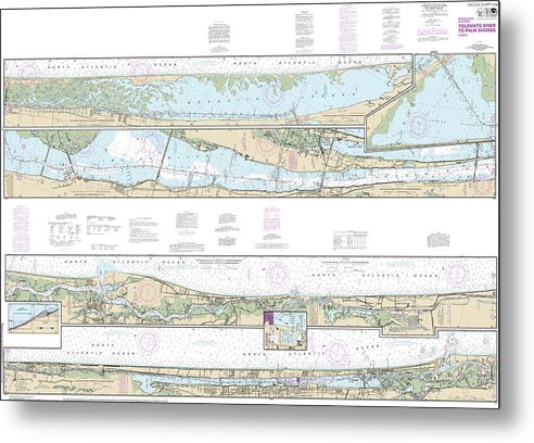 A beuatiful Metal Print of the Nautical Chart-11485 Intracoastal Waterway Tolomato River-Palm Shores - Metal Print by SeaKoast.  100% Guarenteed!