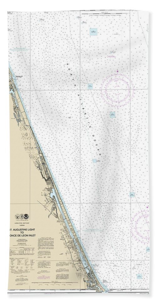 Nautical Chart-11486 St Augustine Light-ponce De Leon Inlet - Beach Towel