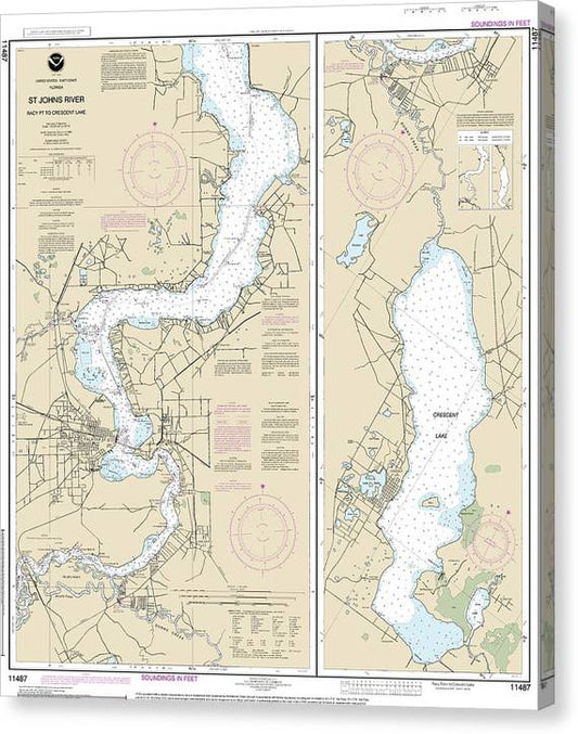Nautical Chart-11487 St Johns River Racy Point-Crescent Lake Canvas Print