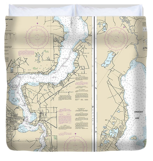 Nautical Chart 11487 St Johns River Racy Point Crescent Lake Duvet Cover