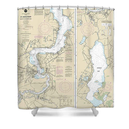 Nautical Chart 11487 St Johns River Racy Point Crescent Lake Shower Curtain