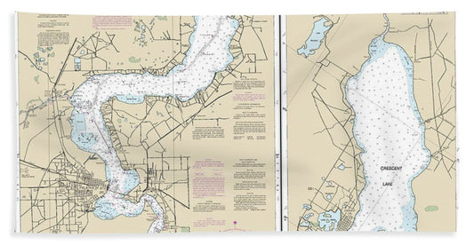 Nautical Chart-11487 St Johns River Racy Point-crescent Lake - Beach Towel