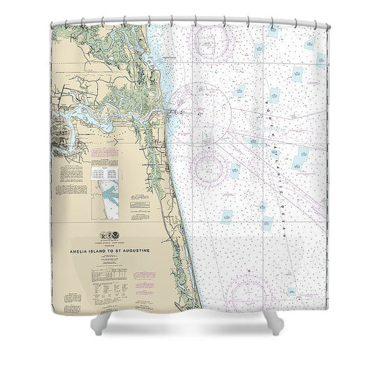 Nautical Chart 11488 Amelia Island St Augustine Shower Curtain