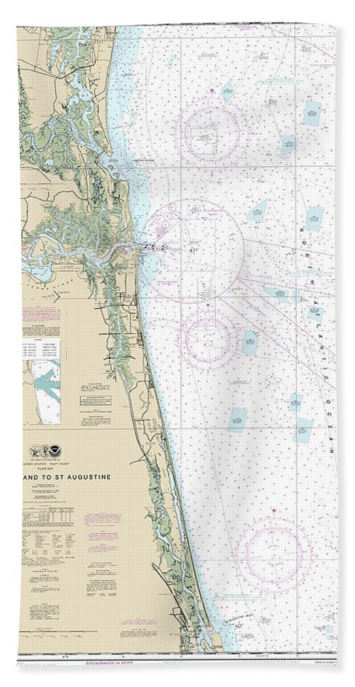 Nautical Chart-11488 Amelia Island-st Augustine - Bath Towel
