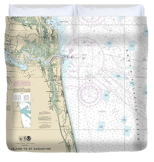 Nautical Chart 11488 Amelia Island St Augustine Duvet Cover