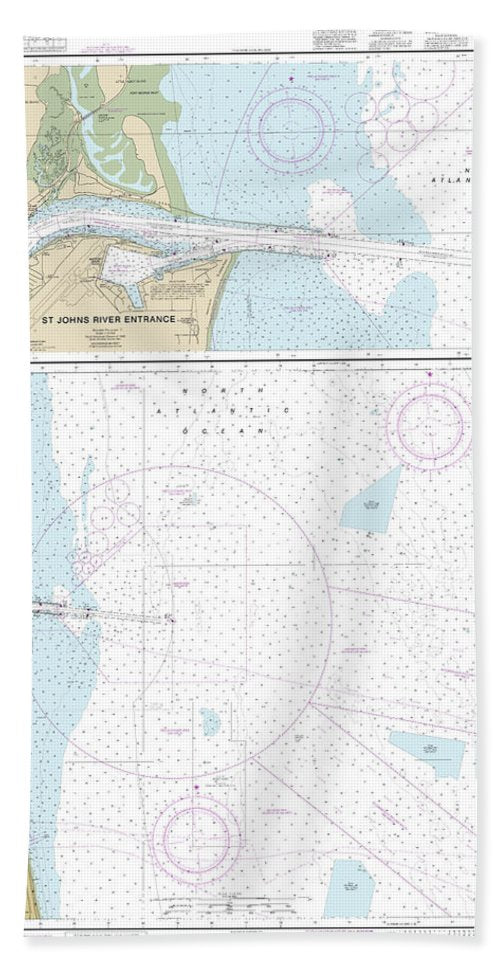 Nautical Chart-11490 Approaches-st Johns River, St Johns River Entrance - Bath Towel