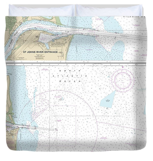 Nautical Chart 11490 Approaches St Johns River, St Johns River Entrance Duvet Cover