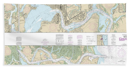 Nautical Chart-11491 St Johns River-atlantic Ocean-jacksonville - Beach Towel