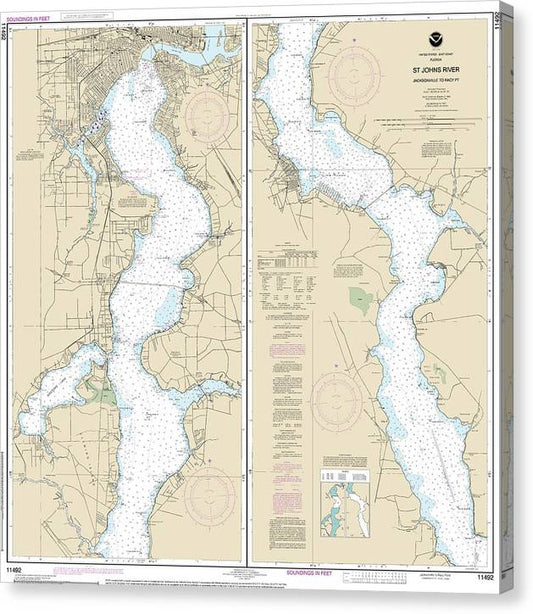 Nautical Chart-11492 St Johns River Jacksonville-Racy Point Canvas Print