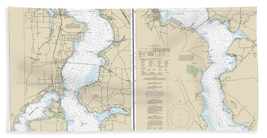 Nautical Chart-11492 St Johns River Jacksonville-racy Point - Beach Towel
