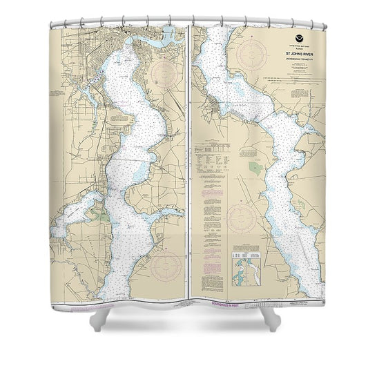 Nautical Chart 11492 St Johns River Jacksonville Racy Point Shower Curtain
