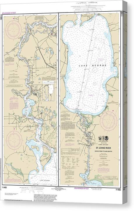 Nautical Chart-11495 St Johns River Dunns Creek-Lake Dexter Canvas Print