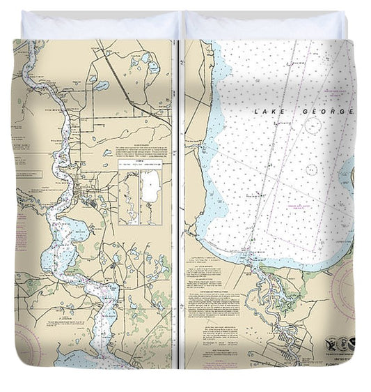 Nautical Chart 11495 St Johns River Dunns Creek Lake Dexter Duvet Cover
