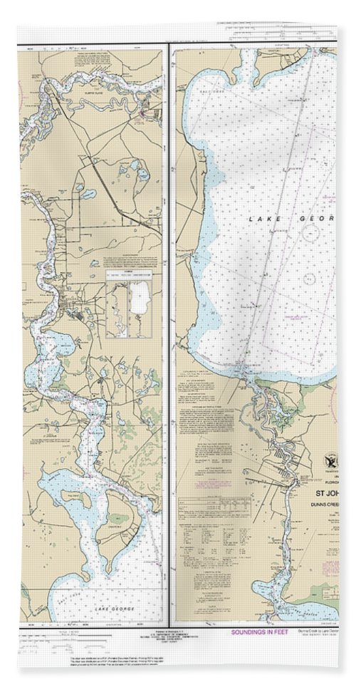 Nautical Chart-11495 St Johns River Dunns Creek-lake Dexter - Bath Towel