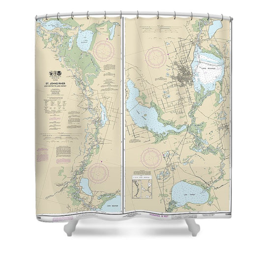 Nautical Chart 11498 St Johns River Lake Dexter Lake Harney Shower Curtain