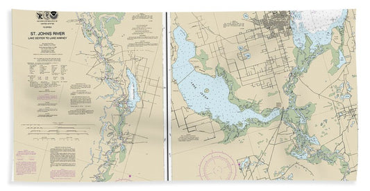 Nautical Chart-11498 St Johns River Lake Dexter-lake Harney - Beach Towel