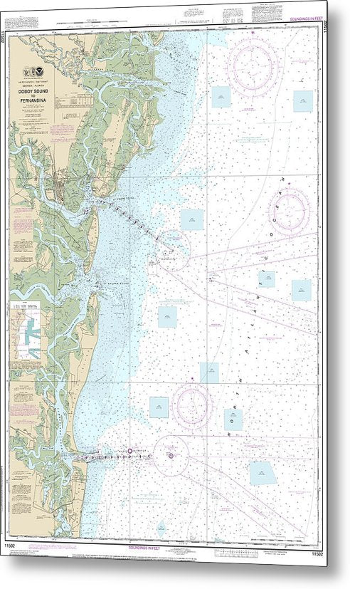 A beuatiful Metal Print of the Nautical Chart-11502 Doboy Sound-Fernadina - Metal Print by SeaKoast.  100% Guarenteed!