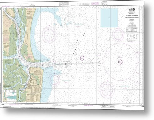 A beuatiful Metal Print of the Nautical Chart-11503 St Marys Entrance Cumberland Sound-Kings Bay - Metal Print by SeaKoast.  100% Guarenteed!