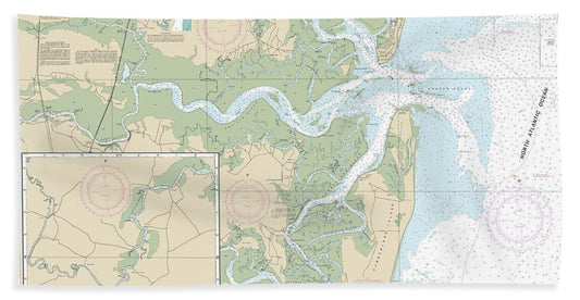 Nautical Chart-11504 St Andrew Sound-satilla River - Bath Towel