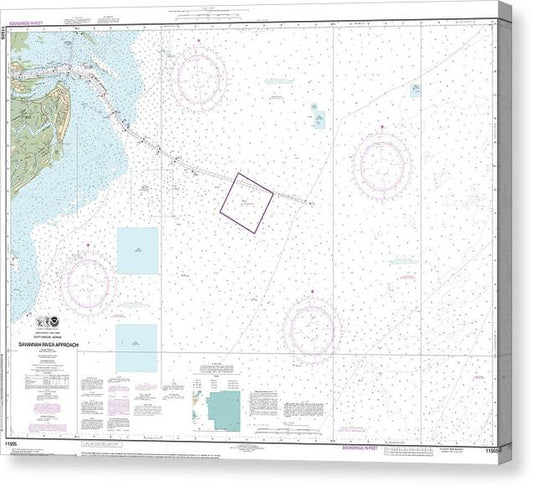 Nautical Chart-11505 Savannah River Approach Canvas Print