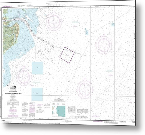 A beuatiful Metal Print of the Nautical Chart-11505 Savannah River Approach - Metal Print by SeaKoast.  100% Guarenteed!