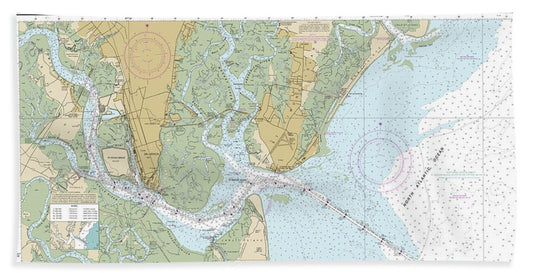 Nautical Chart-11506 St Simons Sound, Brunswick Harbor-turtle River - Beach Towel