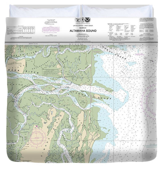 Nautical Chart 11508 Altamaha Sound Duvet Cover