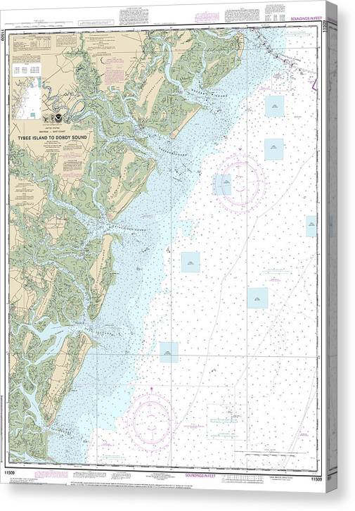 Nautical Chart-11509 Tybee Island-Doboy Sound Canvas Print
