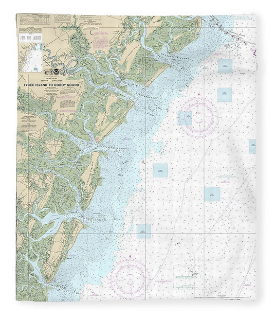 Nautical Chart 11509 Tybee Island Doboy Sound Blanket