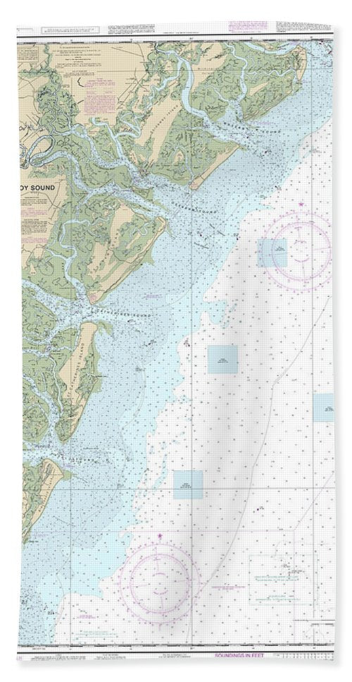 Nautical Chart-11509 Tybee Island-doboy Sound - Beach Towel