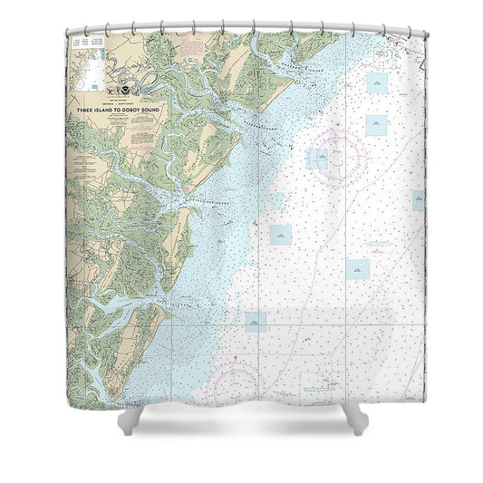 Nautical Chart 11509 Tybee Island Doboy Sound Shower Curtain