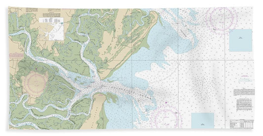 Nautical Chart-11511 Ossabaw-st Catherines Sounds - Beach Towel