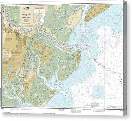 Nautical Chart-11512 Savannah River-Wassaw Sound Canvas Print