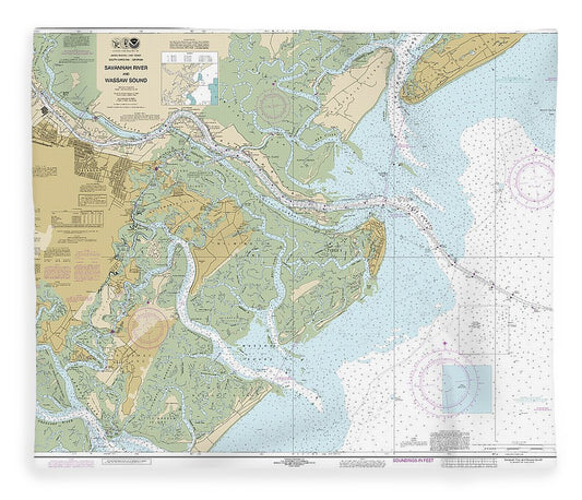 Nautical Chart 11512 Savannah River Wassaw Sound Blanket