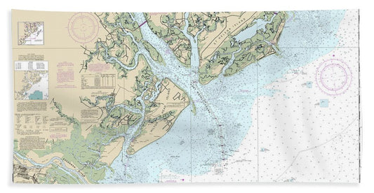 Nautical Chart-11513 St Helena Sound-savannah River - Bath Towel