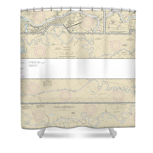 Nautical Chart 11515 Savannah River Brier Creek Augusta Shower Curtain