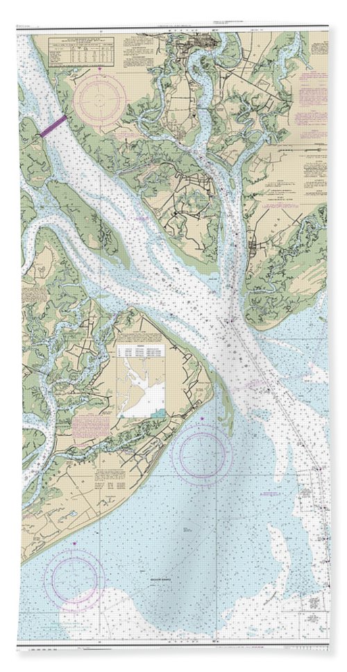 Nautical Chart-11516 Port Royal Sound-inland Passages - Bath Towel