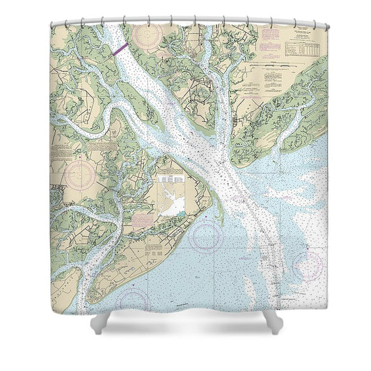 Nautical Chart 11516 Port Royal Sound Inland Passages Shower Curtain