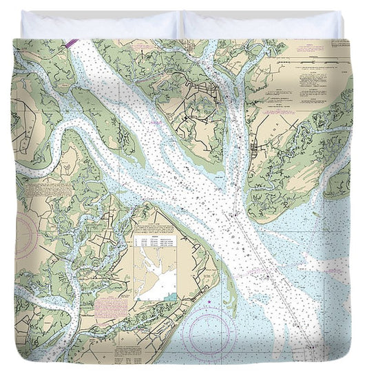Nautical Chart 11516 Port Royal Sound Inland Passages Duvet Cover