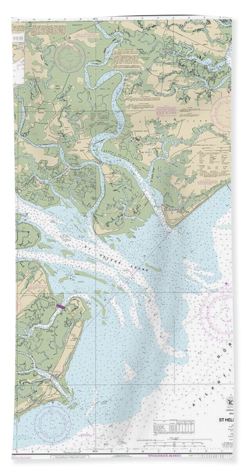 Nautical Chart-11517 St Helena Sound - Beach Towel