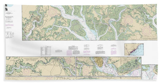 Nautical Chart-11518 Intracoastal Waterway Casino Creek-beaufort River - Bath Towel