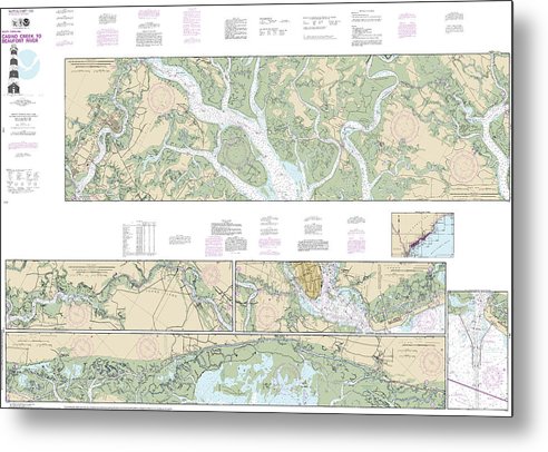 A beuatiful Metal Print of the Nautical Chart-11518 Intracoastal Waterway Casino Creek-Beaufort River - Metal Print by SeaKoast.  100% Guarenteed!