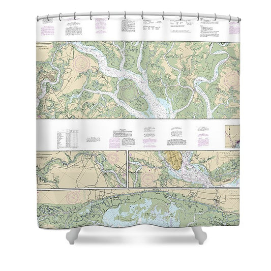 Nautical Chart 11518 Intracoastal Waterway Casino Creek Beaufort River Shower Curtain