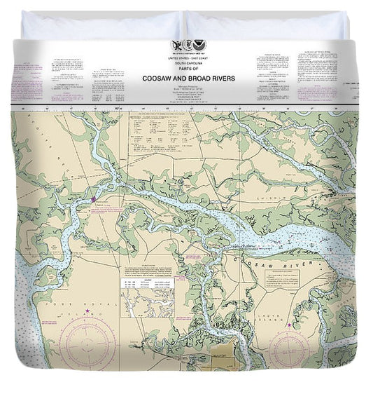 Nautical Chart 11519 Parts Coosaw Broad Rivers Duvet Cover