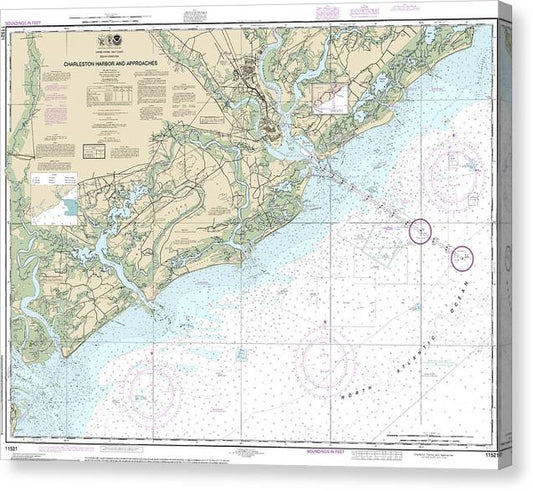 Nautical Chart-11521 Charleston Harbor-Approaches Canvas Print