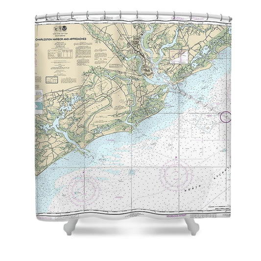 Nautical Chart 11521 Charleston Harbor Approaches Shower Curtain