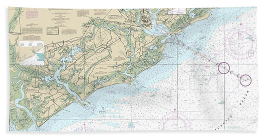 Nautical Chart-11521 Charleston Harbor-approaches - Bath Towel